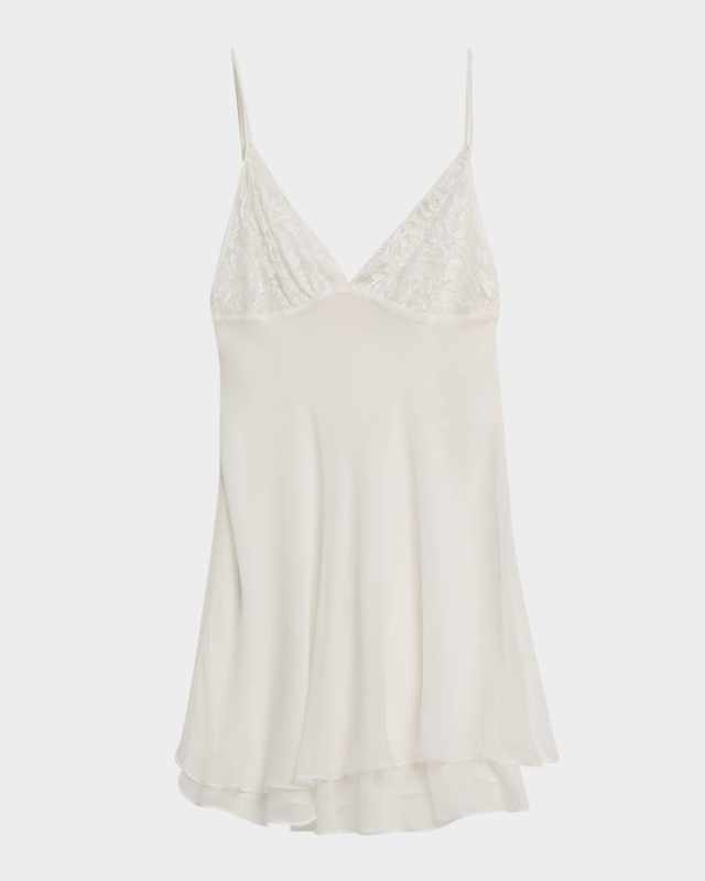 Floral Lace & Silk Chiffon Mini Slip Dress